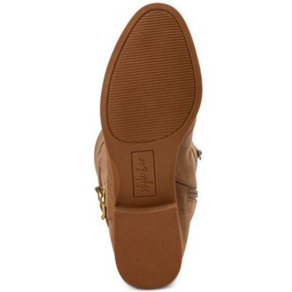 STYLE & COMPANY Womens Brown Almond Toe Stacked Heel Zip-Up Boots 7 - Picture 2 of 4